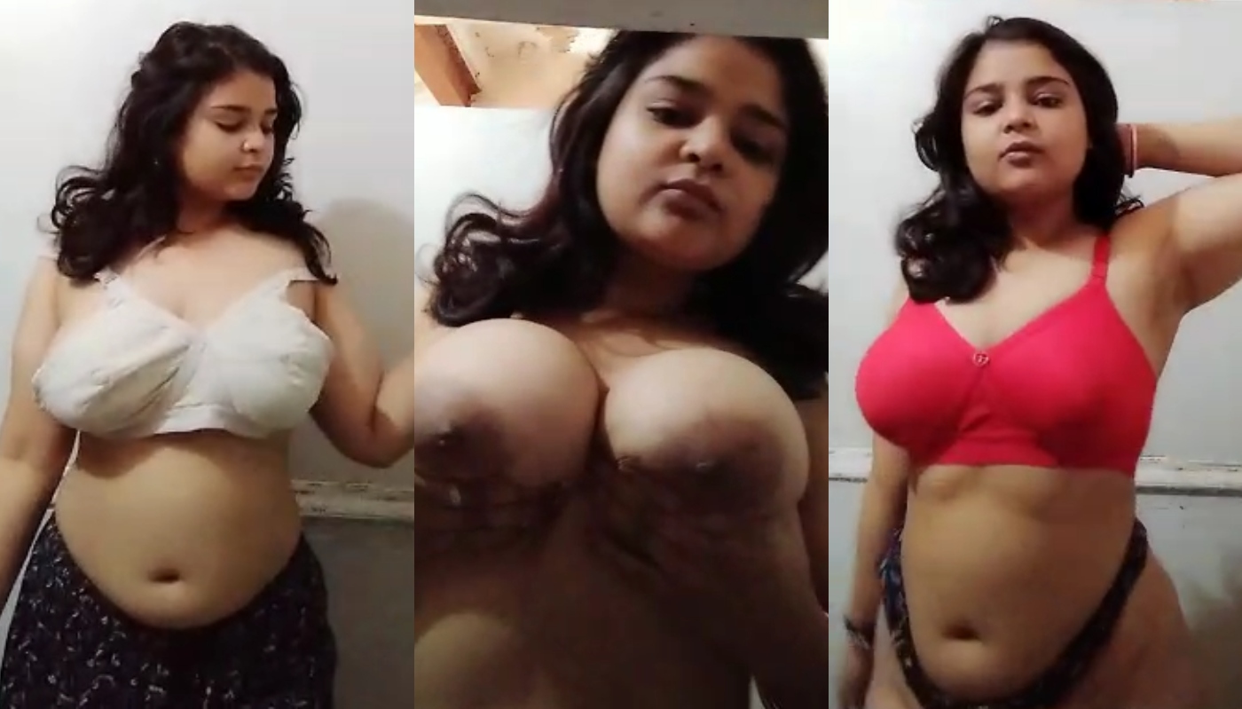 Big Boobs Girl in Sexy Red Bra Showing Her Big Boobs Desi Nude Clip