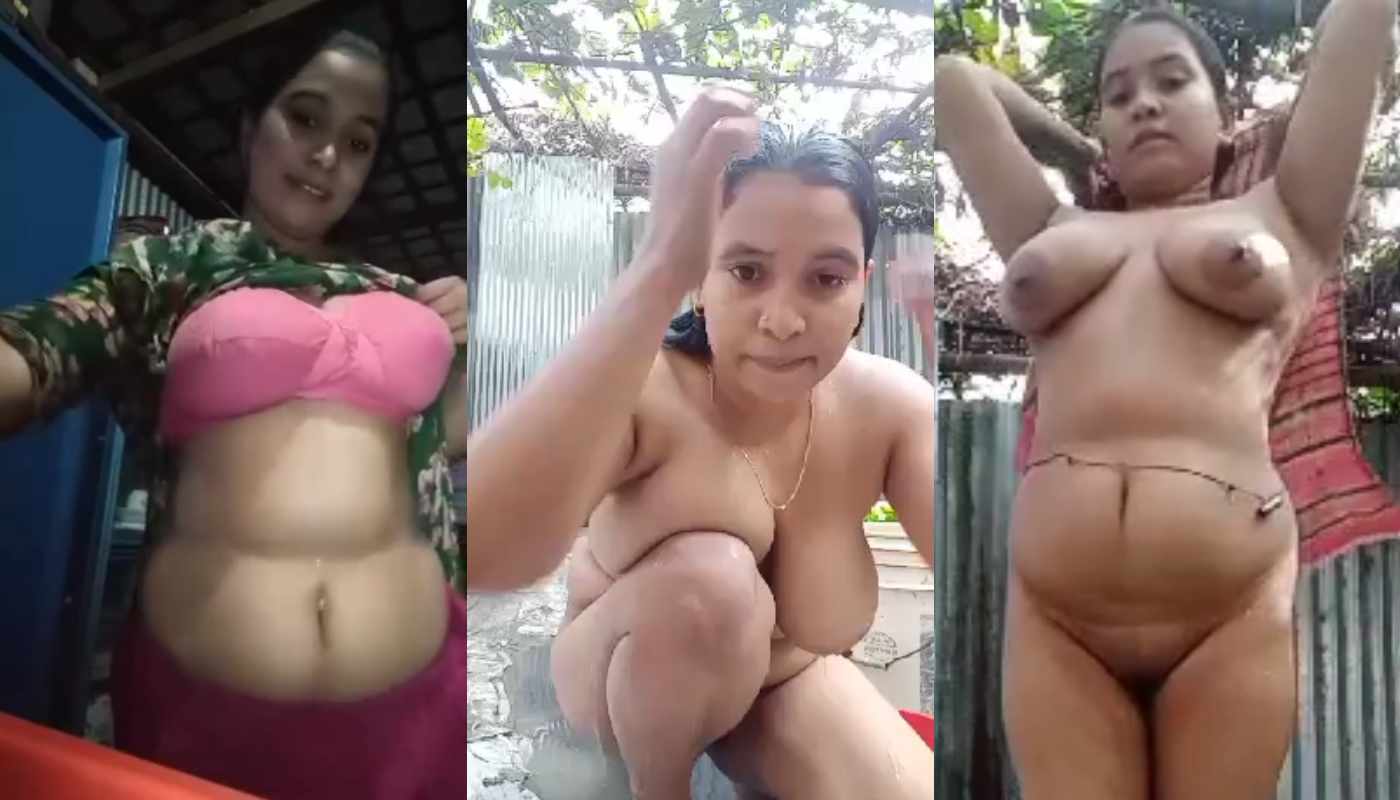 Hot Figure Beautiful Sexy Village Bhabi Spitting On Her Belly Showing Bathing