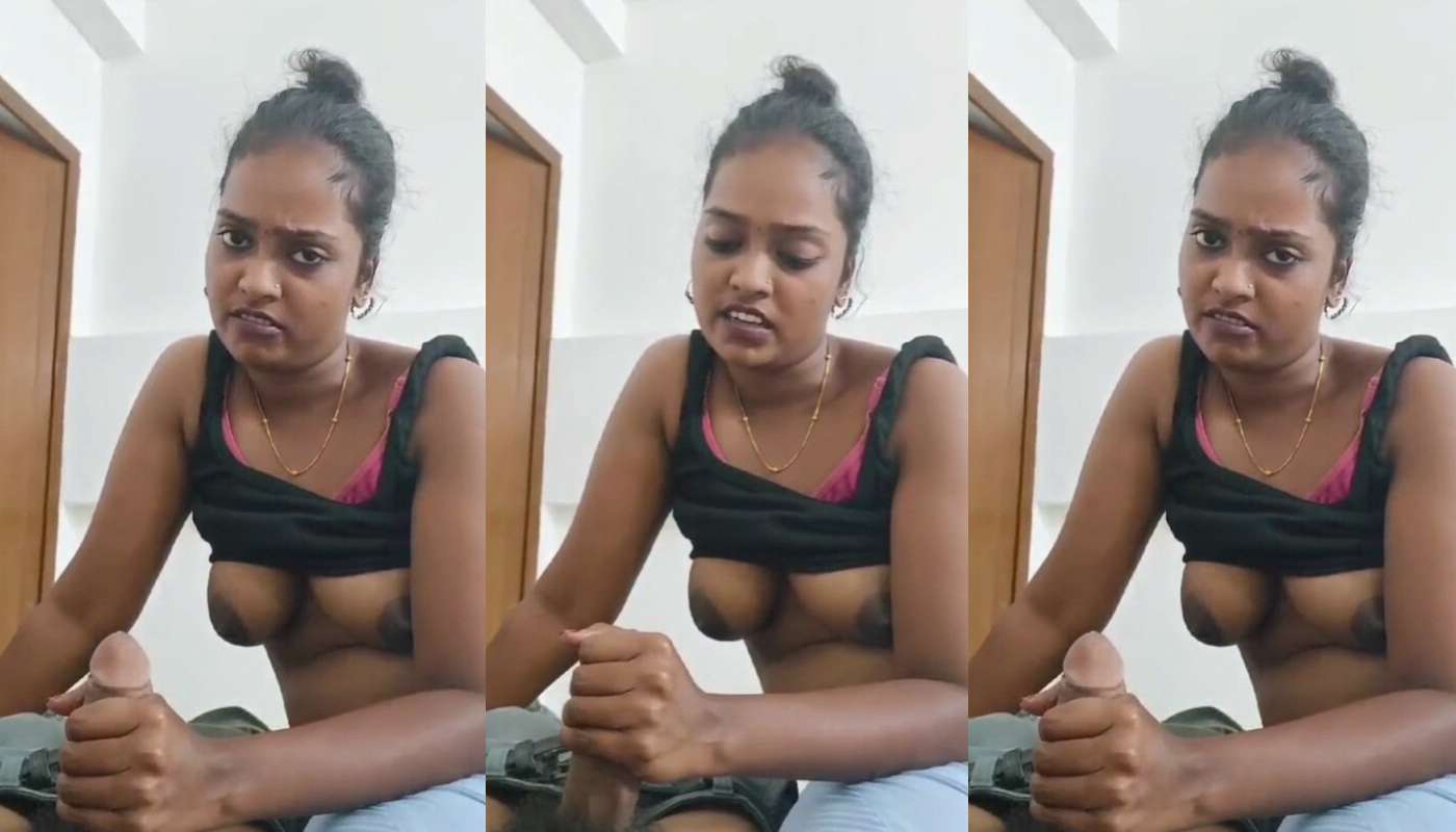 Cute Tamil girlfriend in Black Top Giving Handjob To lover