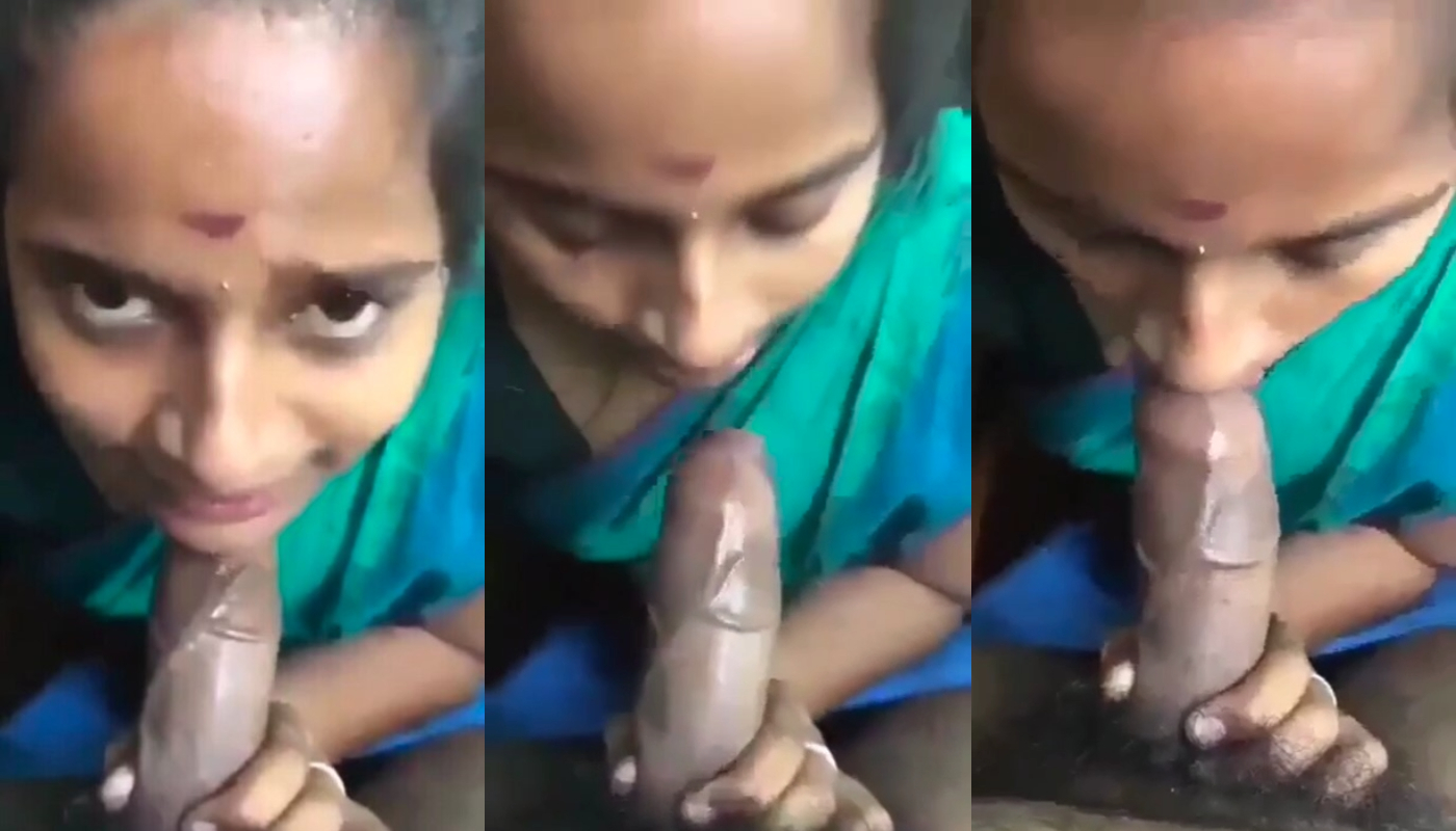Tamil Wife Sucking Her Lover Dick in Blue Saree