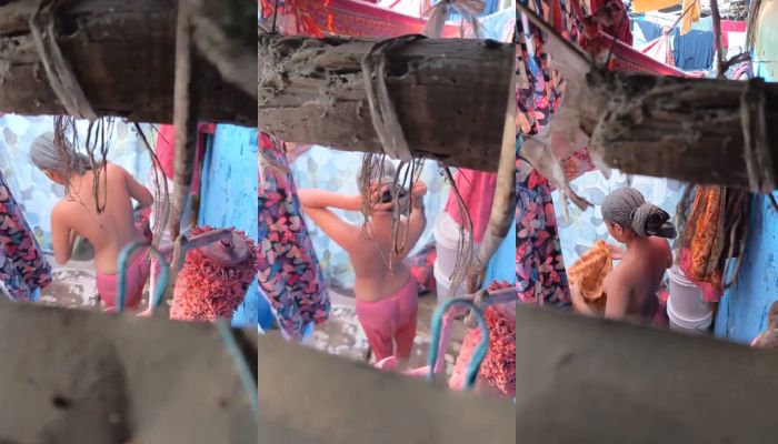 Village sister bathing secretly captured by cousin brother