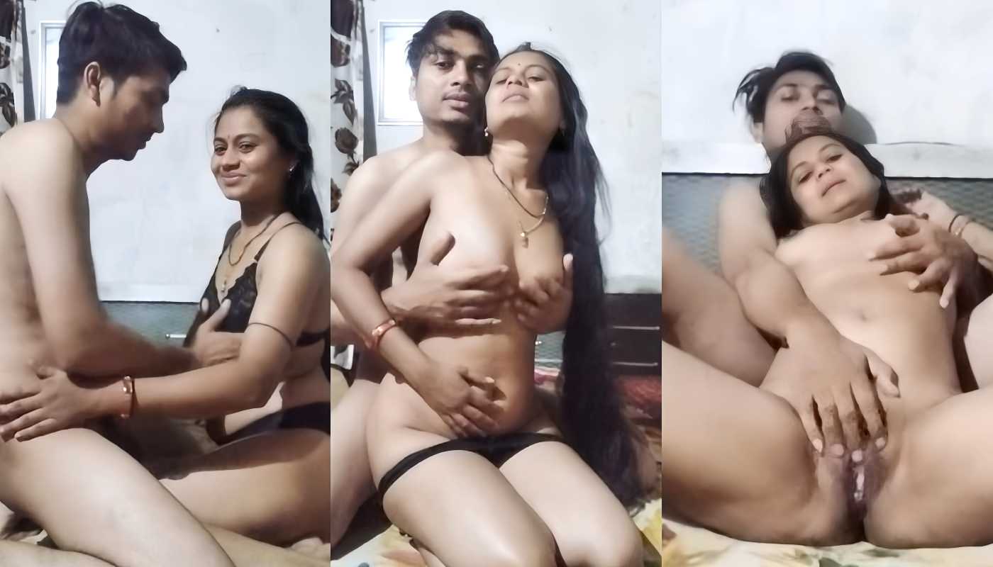 Horny Village Wife in Black Lingerie Hot Romantic Desi Sex With Husband