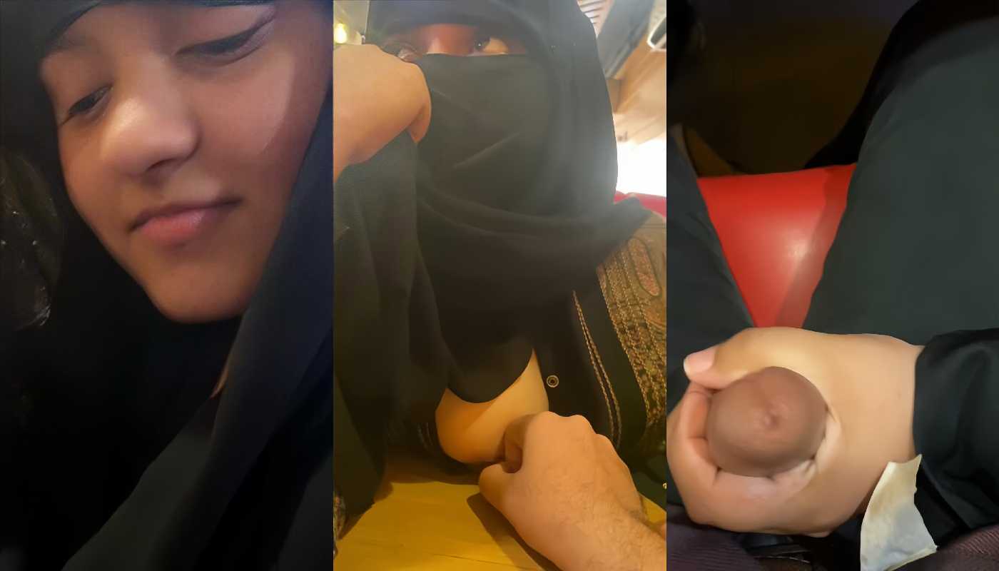 Desi Muslim Girlfriend in Burkha Resturent Boob Press Handjob & Some Nude Clips