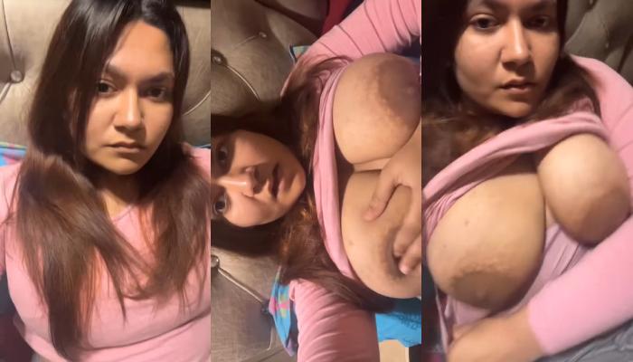 Huge boobs girl showing boyfriend