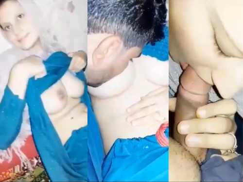 Pakistani Chachi Boob Sucked and giving Blowjob to Devar