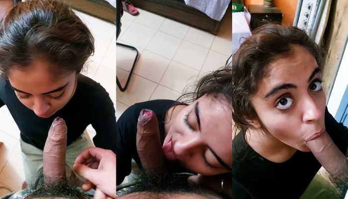 Horny Girlfriend in Black Top Sucking Lover Big cock desi sex