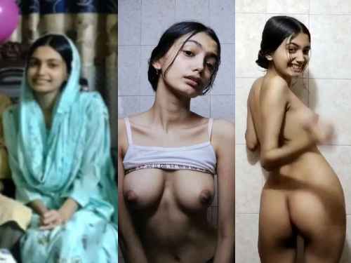 Sexy slim figure girl showing her side set breasts