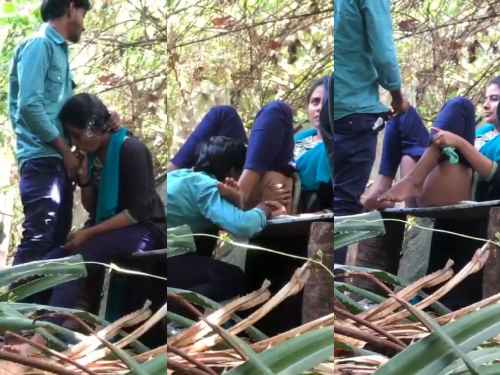 Mallu college lovers blowjob pussy licking and had sex in the jungle