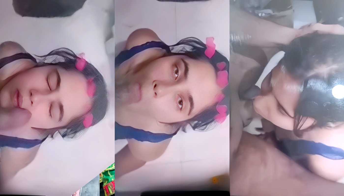 Beautiful Horny Indian Girl Giving Blowjob in Blue Bra to Lover Sucking Lover Big Cock